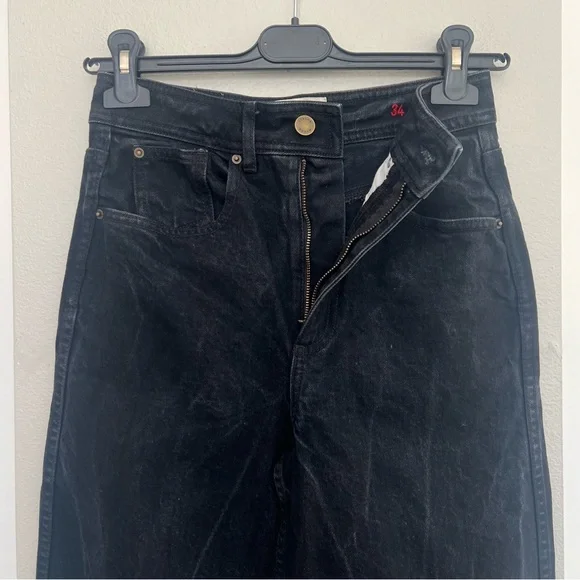 Sézane Le Crop Jeans – High Waisted Wide Leg – Black – Size EU 34 (US 2/XS) - Picture 5 of 13